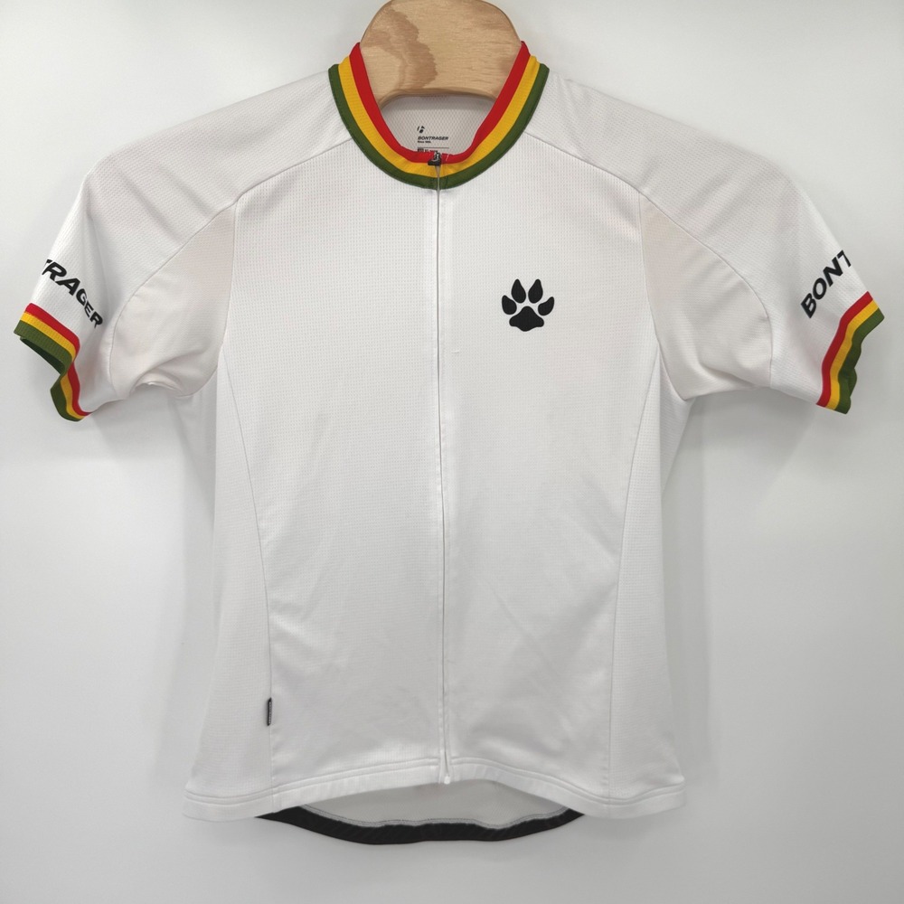Bontrager Cycling Jersey Mens XL White Rasta Trim Full Zip Short Sleeve Athletic